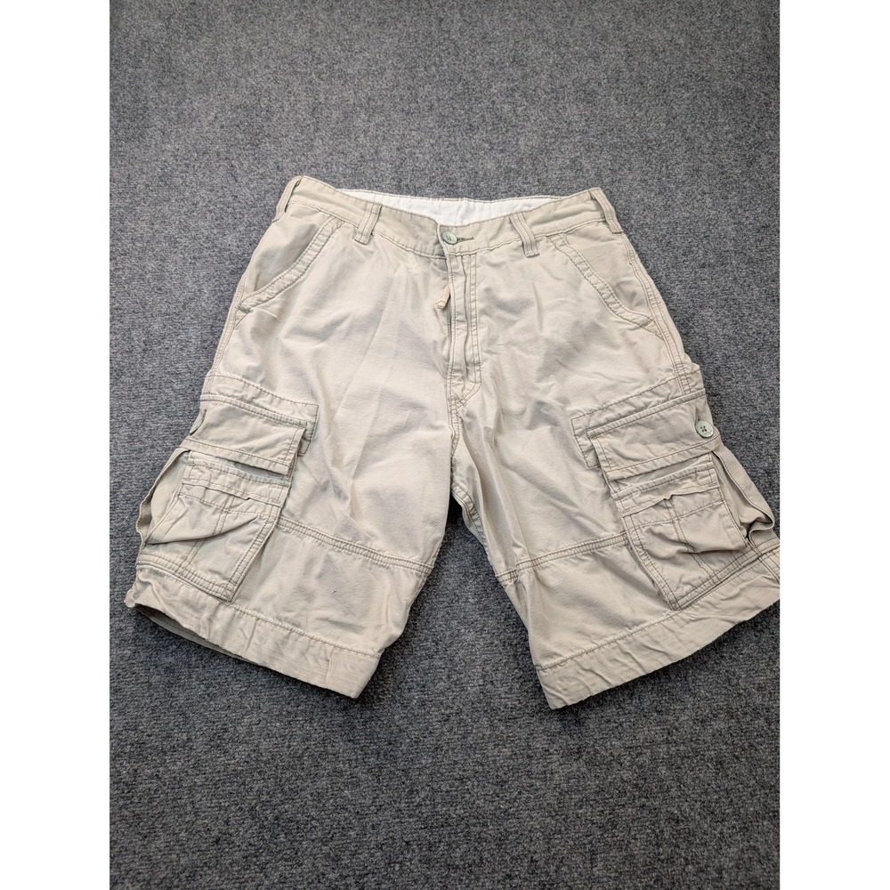 REI Shorts Mens 32 Beige Cargo‎ Cotton Pockets Lightweight Drawstring Canvas